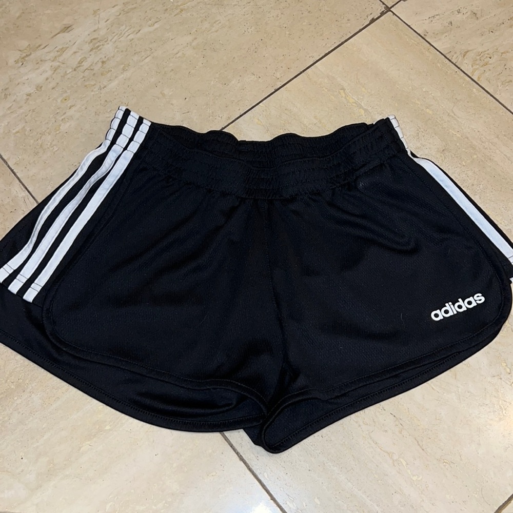 adidas Black Athletic Shorts with White Stripes